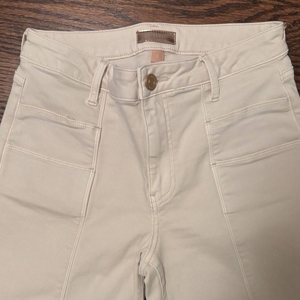 KUT from the Kloth Meg Wide-Leg Cream Jeans - Picture 3 of 5